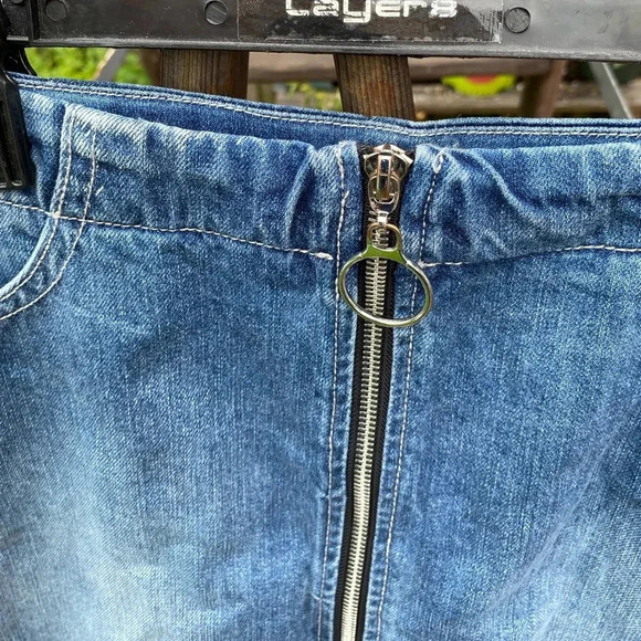 NWT Rewash Full Front Zip Denim Jean Mini Skirt Women's Size 11 Vintage - Picture 4 of 10